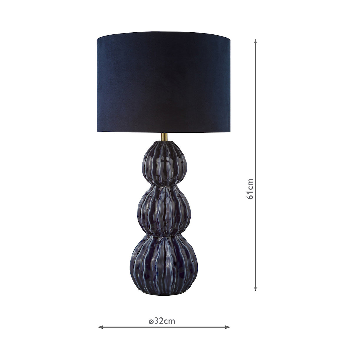 Dar Lorelai Ceramic Table Lamp Blue With Shade
