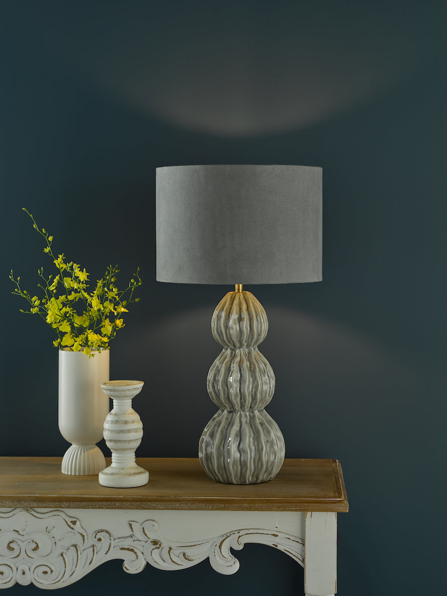 Dar Lorelai Ceramic Table Lamp Grey With Shade