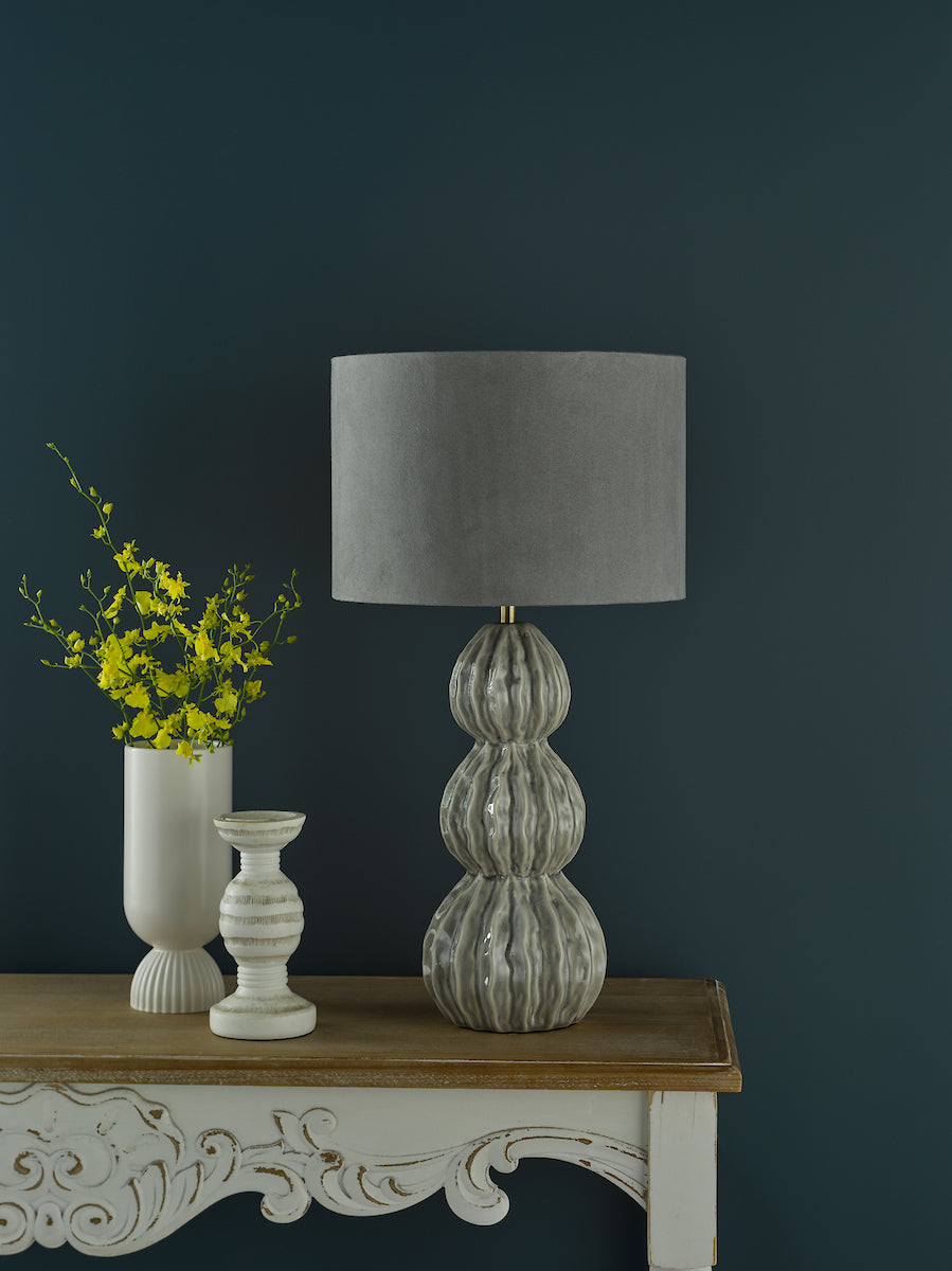 Dar Lorelai Ceramic Table Lamp Grey With Shade