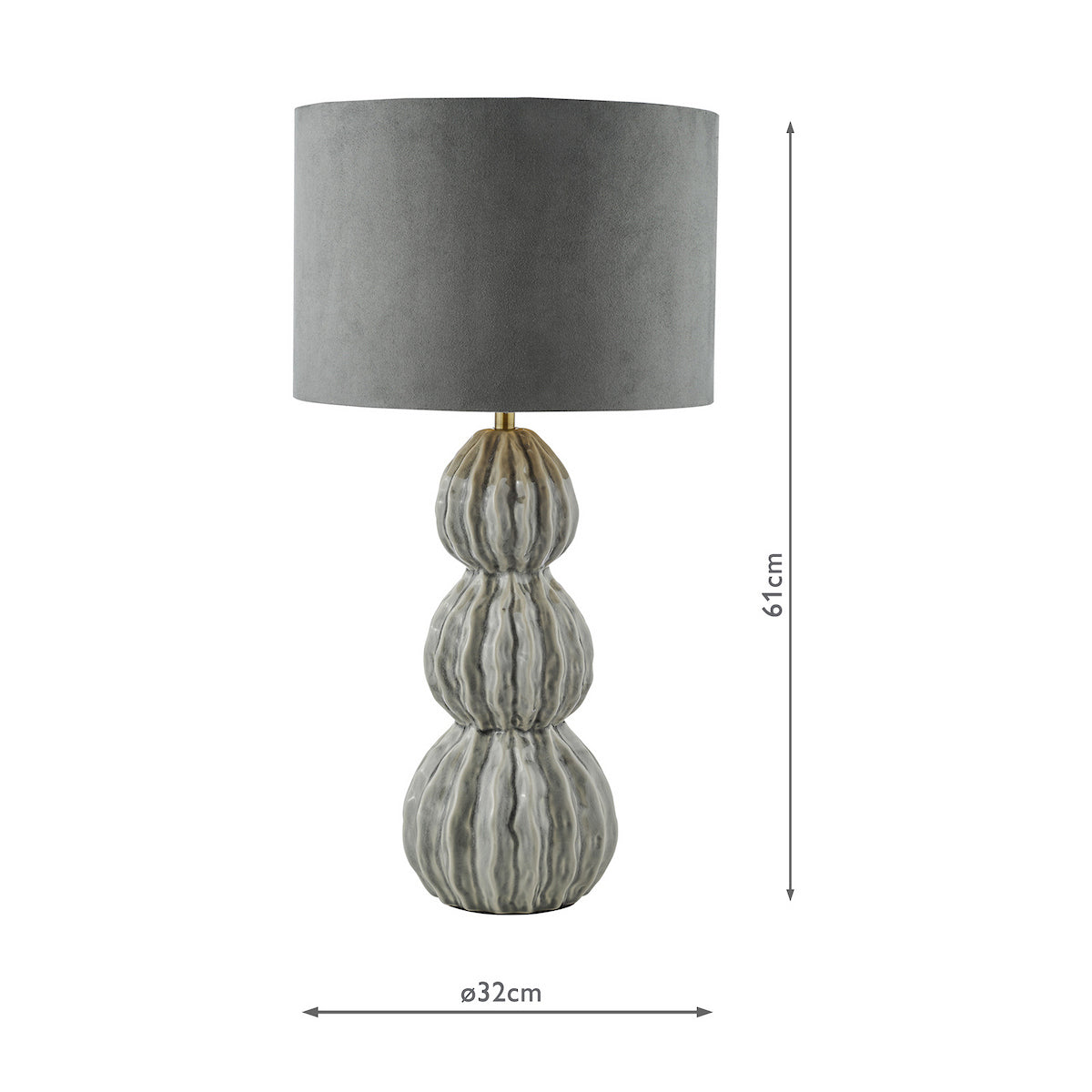 Dar Lorelai Ceramic Table Lamp Grey With Shade