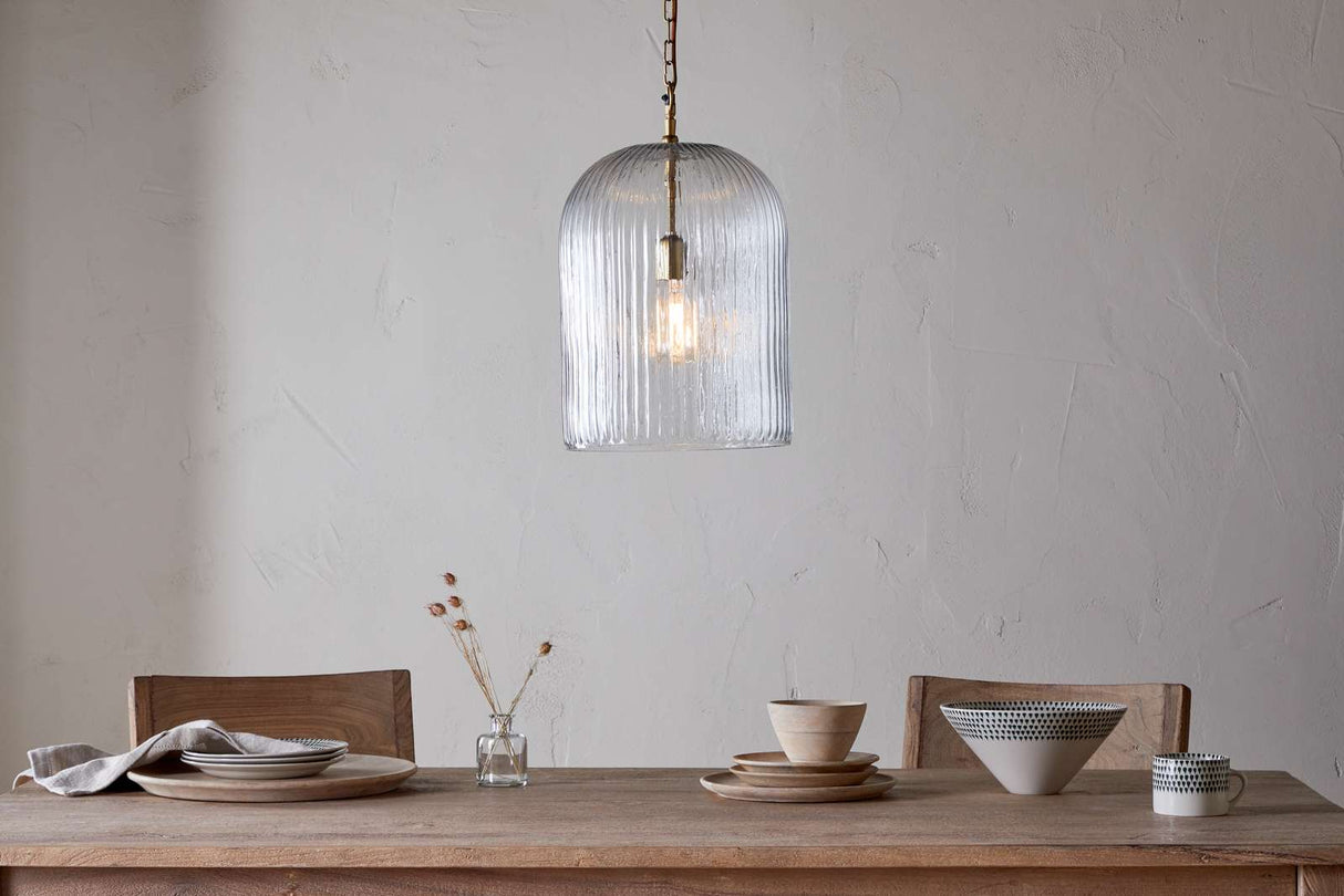 Nkuku Lumina Fluted Recycled Glass Pendant Large