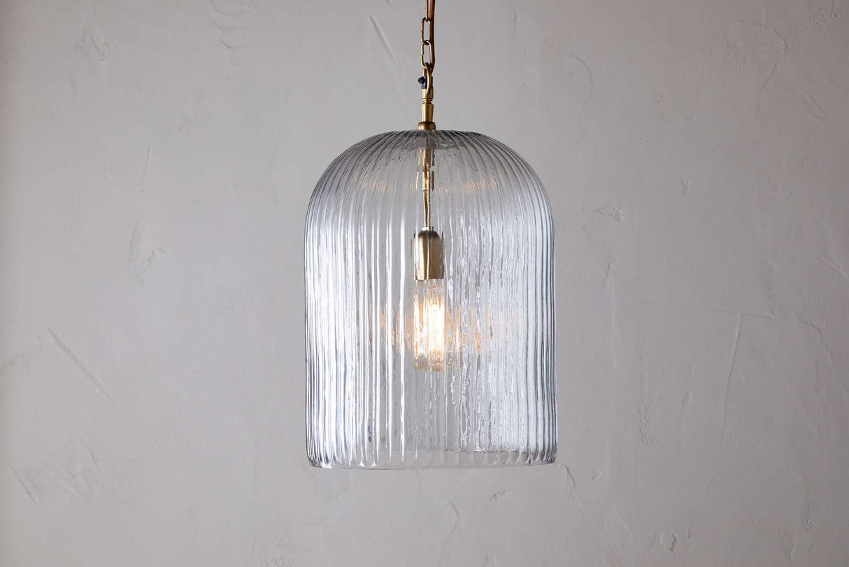 Nkuku Lumina Fluted Recycled Glass Pendant Large