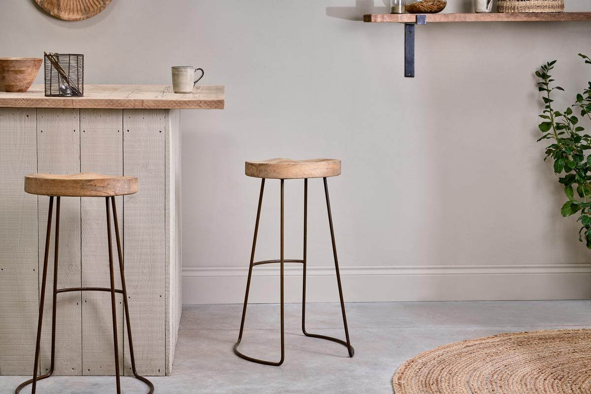 Nkuku Loko Stool Mango Wood & Rust Tall