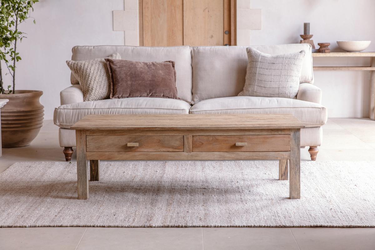 Nkuku Laali Grooved Mango Wood Coffee Table Natural