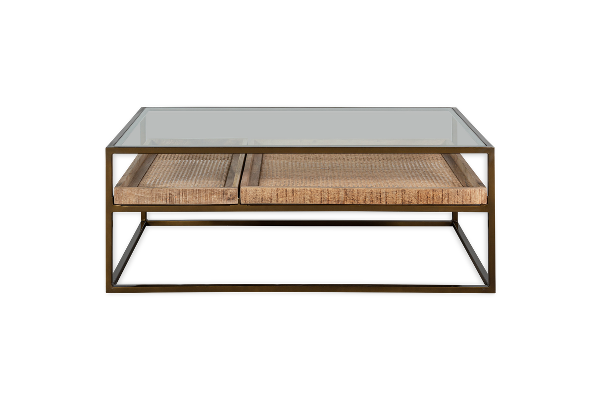 Nkuku Luzon Iron & Mango Wood Display Coffee Table Brass