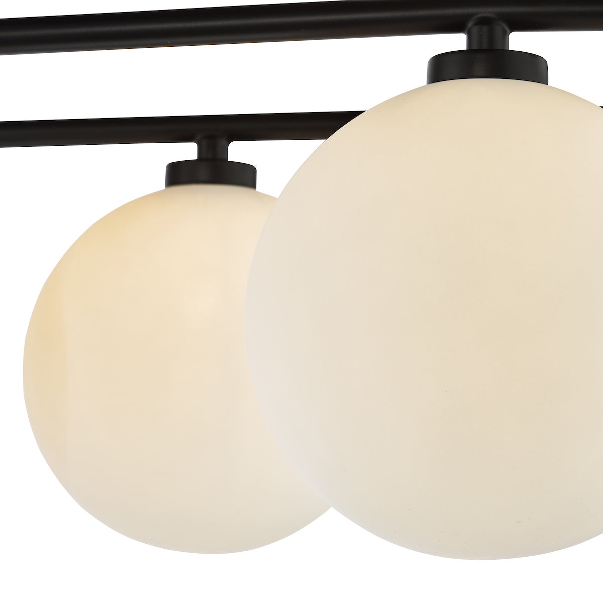 Dar Luana 8 Light Semi-Flush Matt Black and Opal Glass