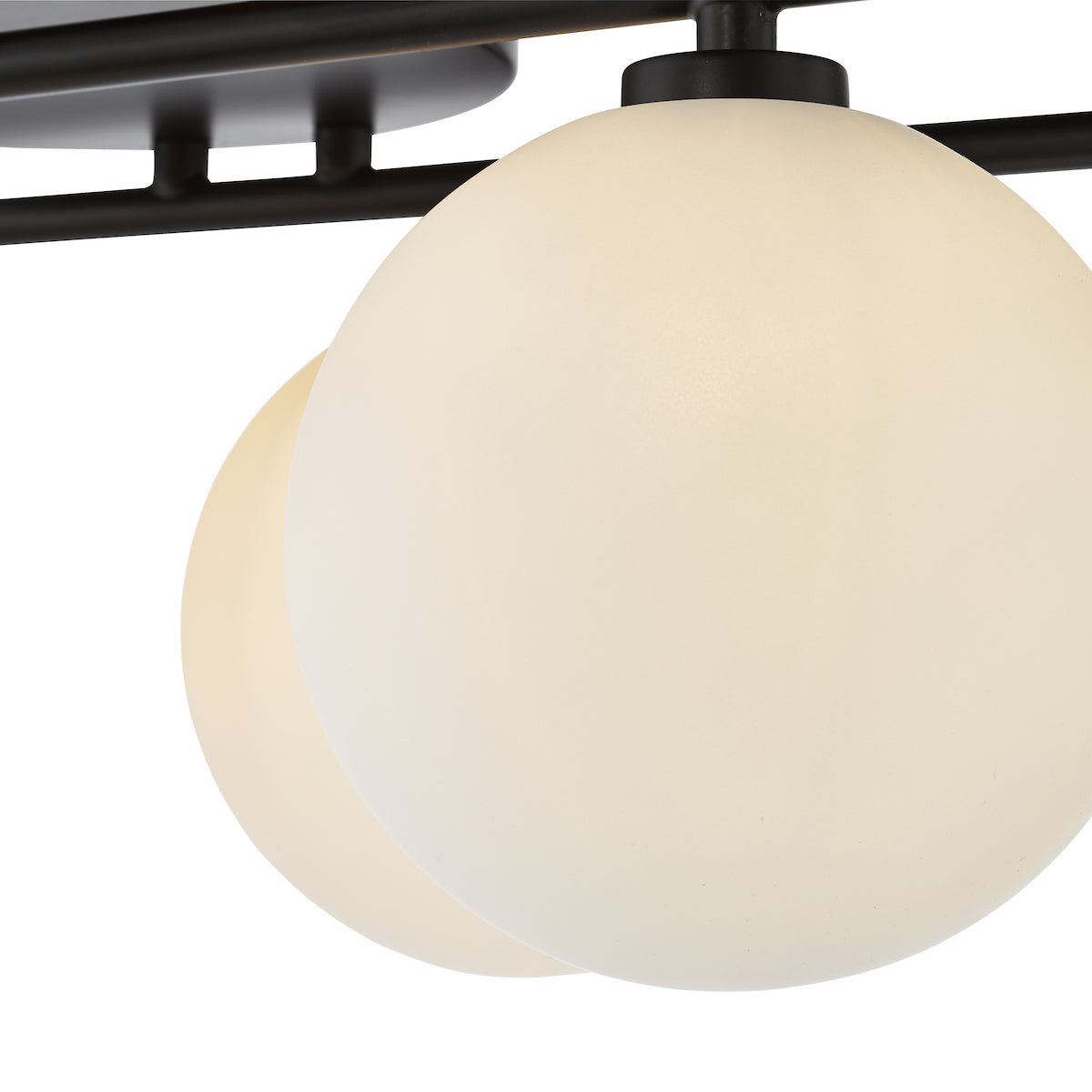 Dar Luana 8 Light Semi-Flush Matt Black and Opal Glass