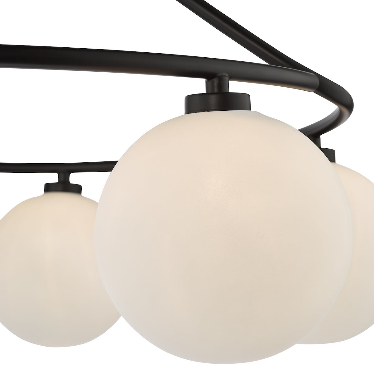 Dar Luana 6 Light Semi-Flush Matt Black and Opal Glass