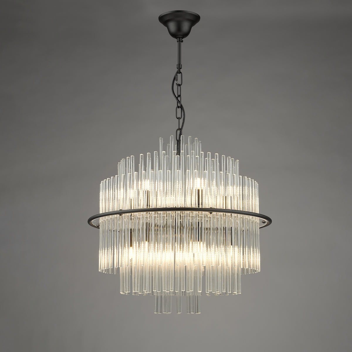 Dar Lukas Pendant Chandelier Satin Black – from Amos Lighting + Home