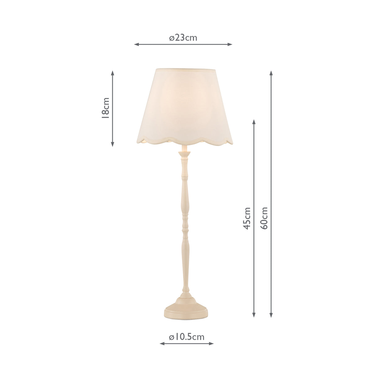 Dar Lupo Table Lamp Matt Cream With Linen Scalloped Shade