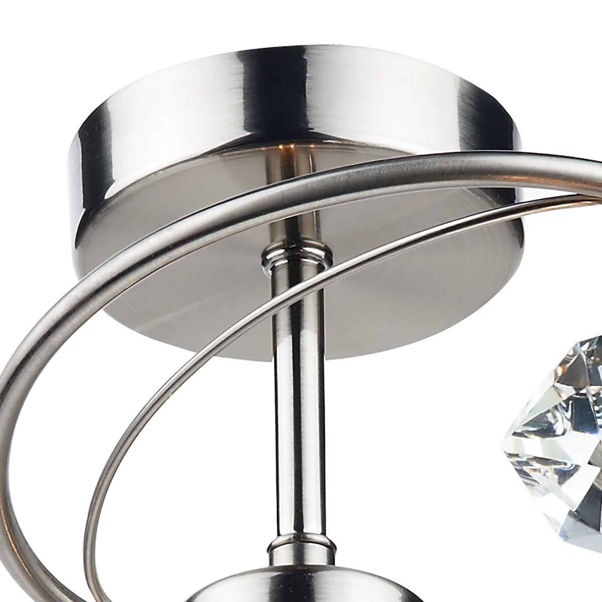 Dar Luther 4 Light Semi Flush Satin Chrome Crystal