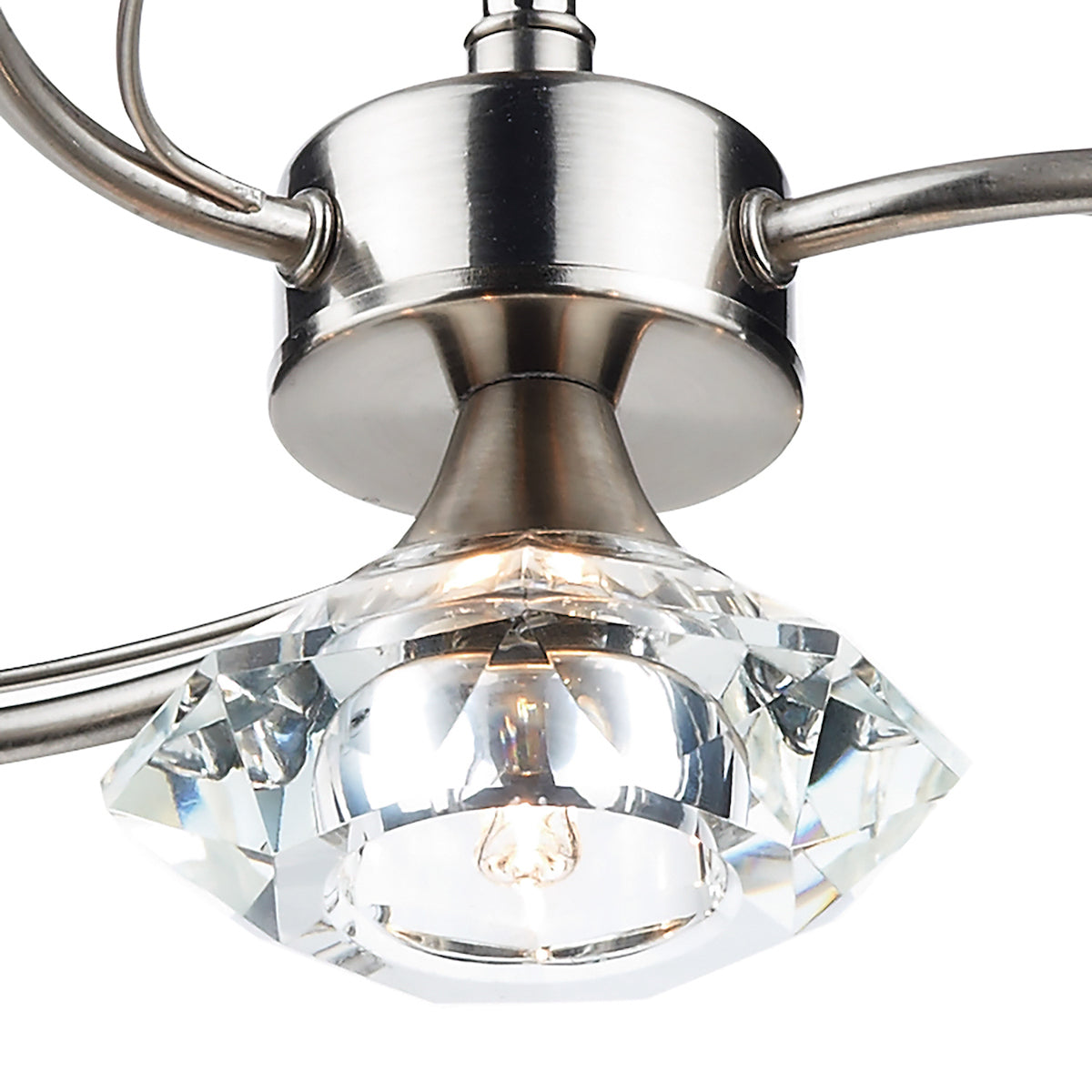 Dar Luther 4 Light Semi Flush Satin Chrome Crystal