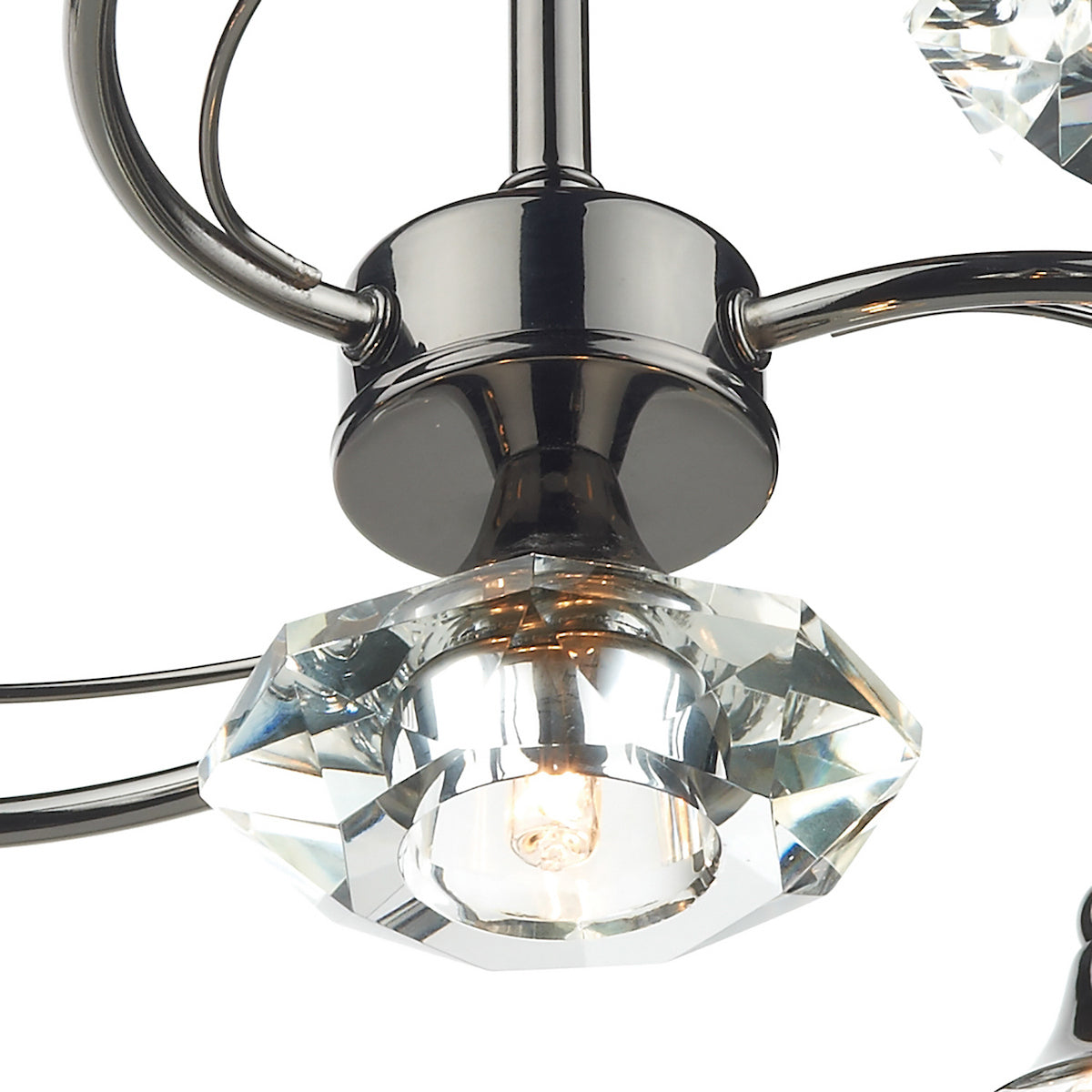 Dar Luther 4 Light Semi Flush Black Chrome Crystal