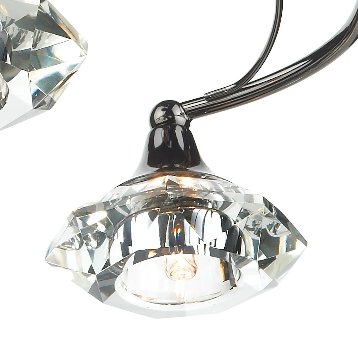 Dar Luther 4 Light Semi Flush Black Chrome Crystal