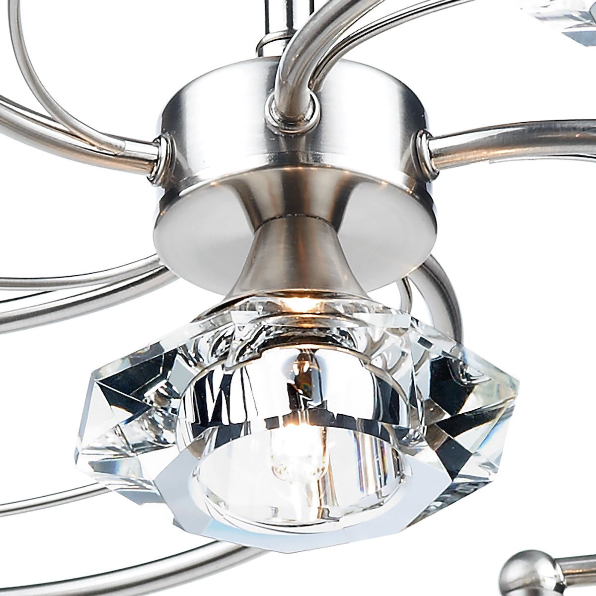 Dar Luther 6 Light Semi Flush Satin Chrome Crystal