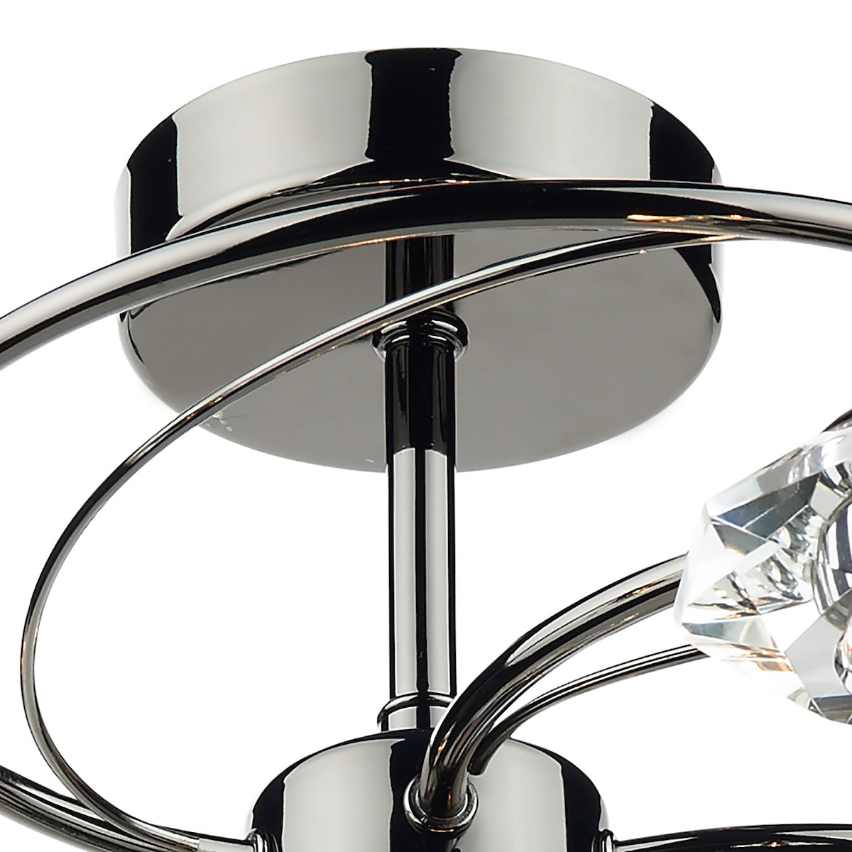 Dar Luther 6 Light Semi Flush Black Chrome Crystal