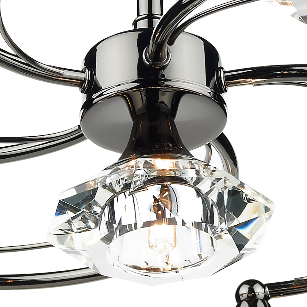 Dar Luther 6 Light Semi Flush Black Chrome Crystal