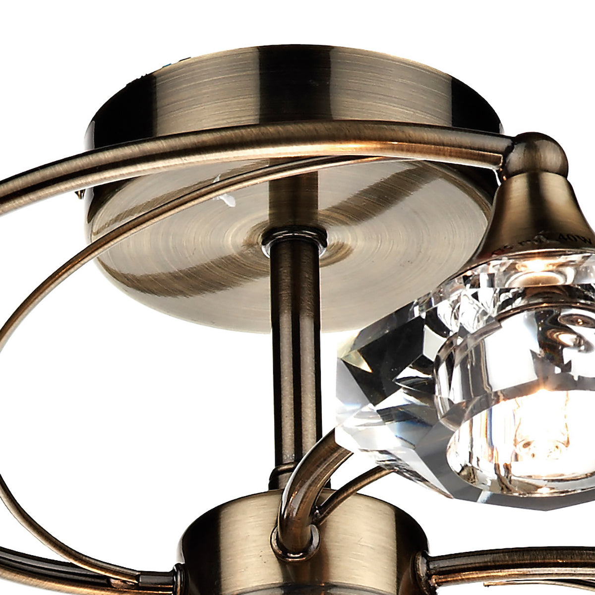 Dar Luther 6 Light Semi Flush Antique Brass Crystal