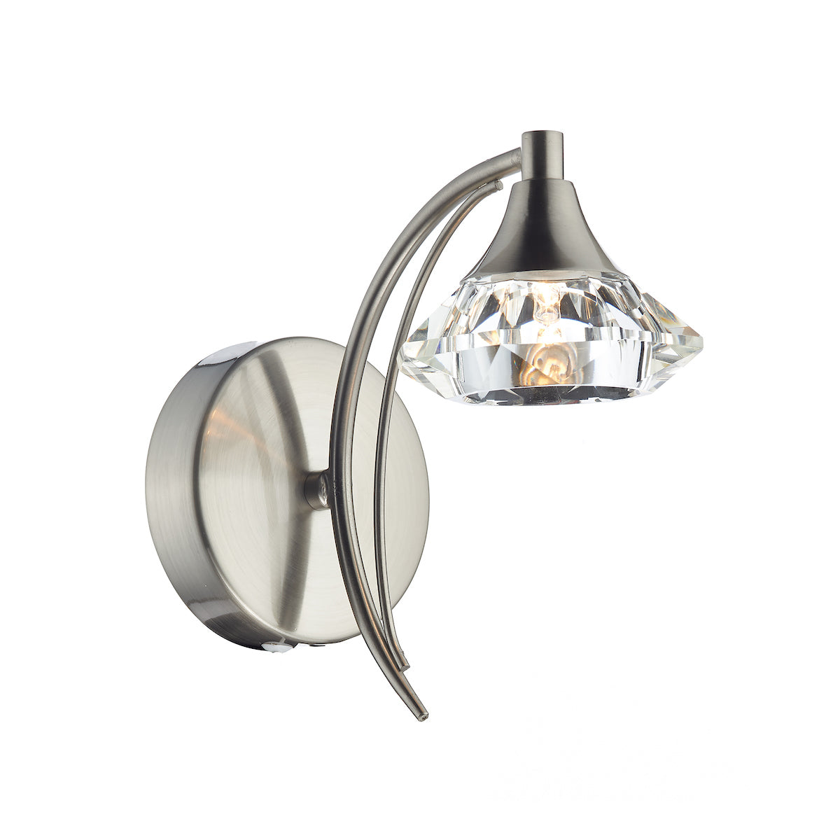 Dar Luther Wall Light Satin Chrome Crystal