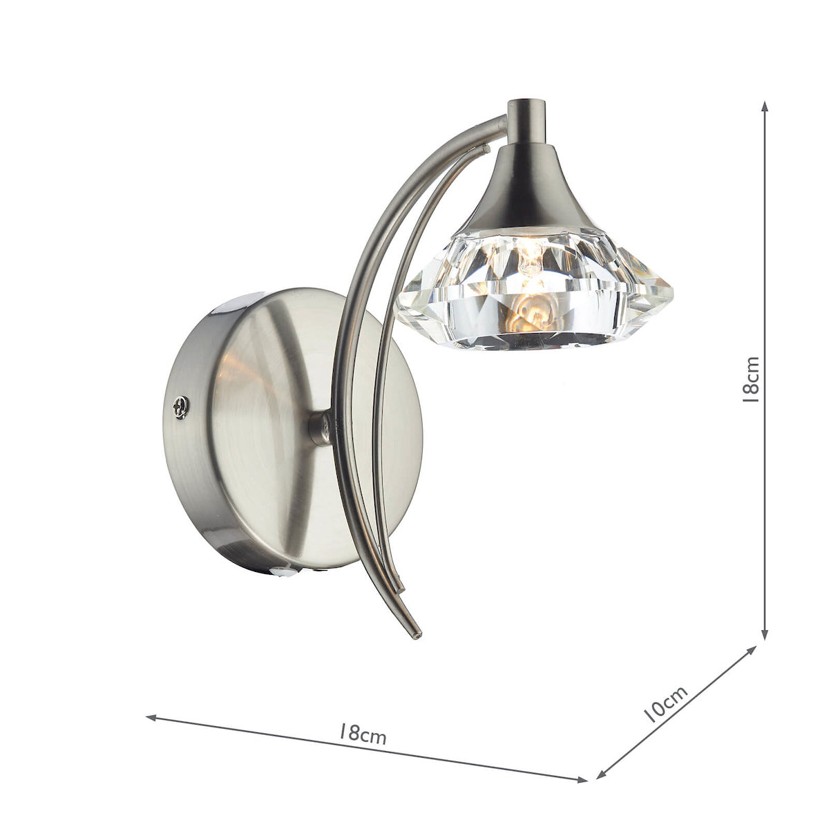 Dar Luther Wall Light Satin Chrome Crystal