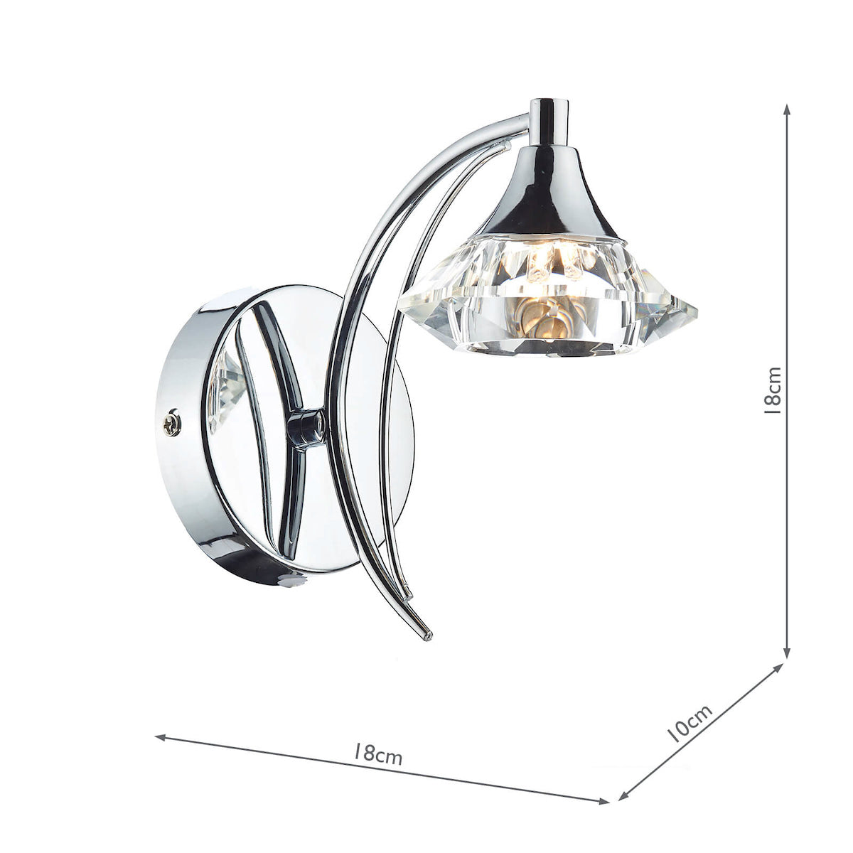 Dar Luther Wall Light Polished Chrome Crystal