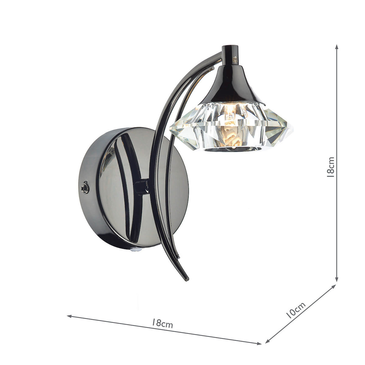 Dar Luther Wall Light Black Chrome Crystal