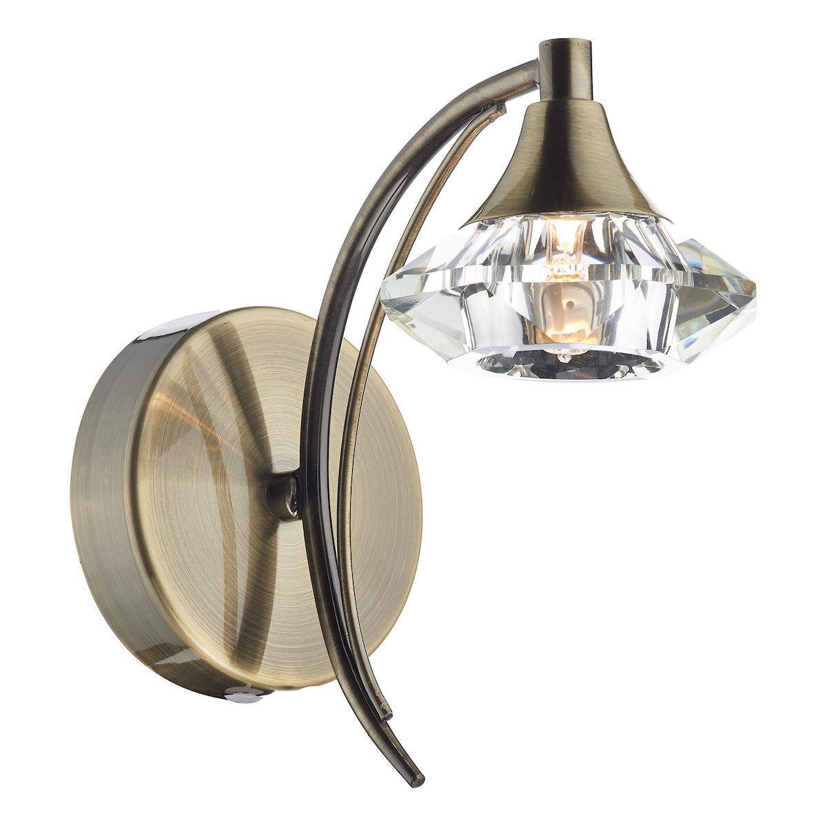 Dar Luther Wall Light Antique Brass Crystal