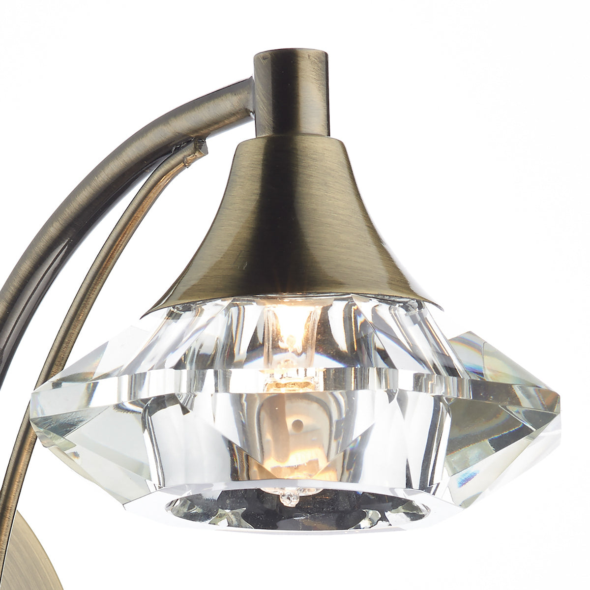 Dar Luther Wall Light Antique Brass Crystal