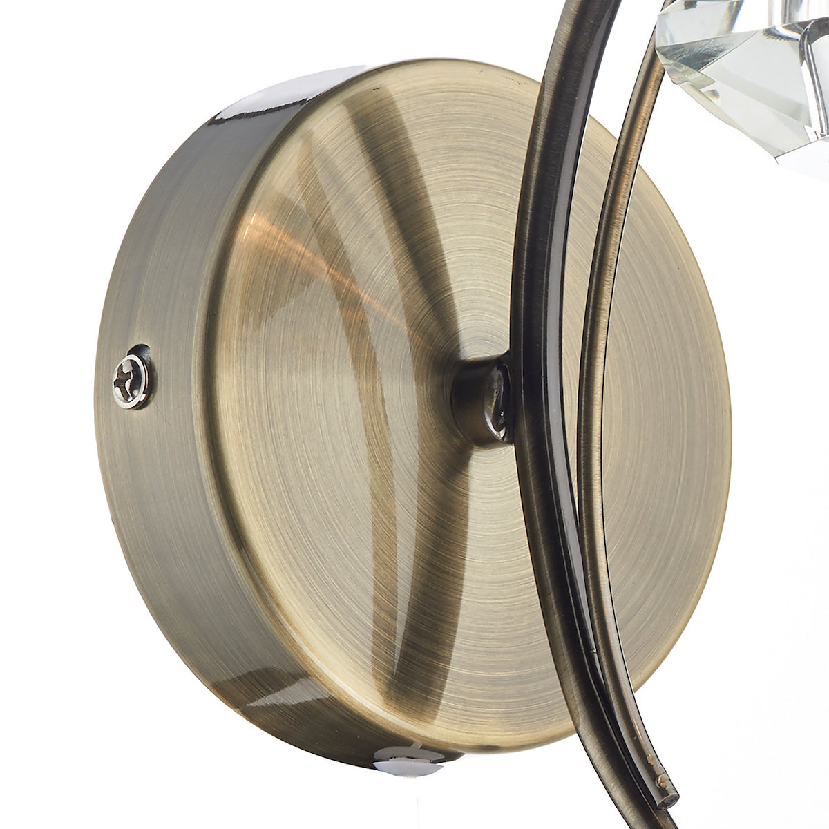 Dar Luther Wall Light Antique Brass Crystal