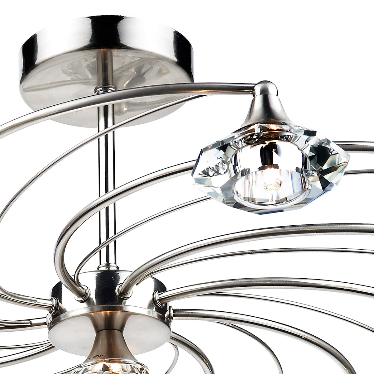 Dar Luther 10 Light Semi Flush Satin Chrome Crystal