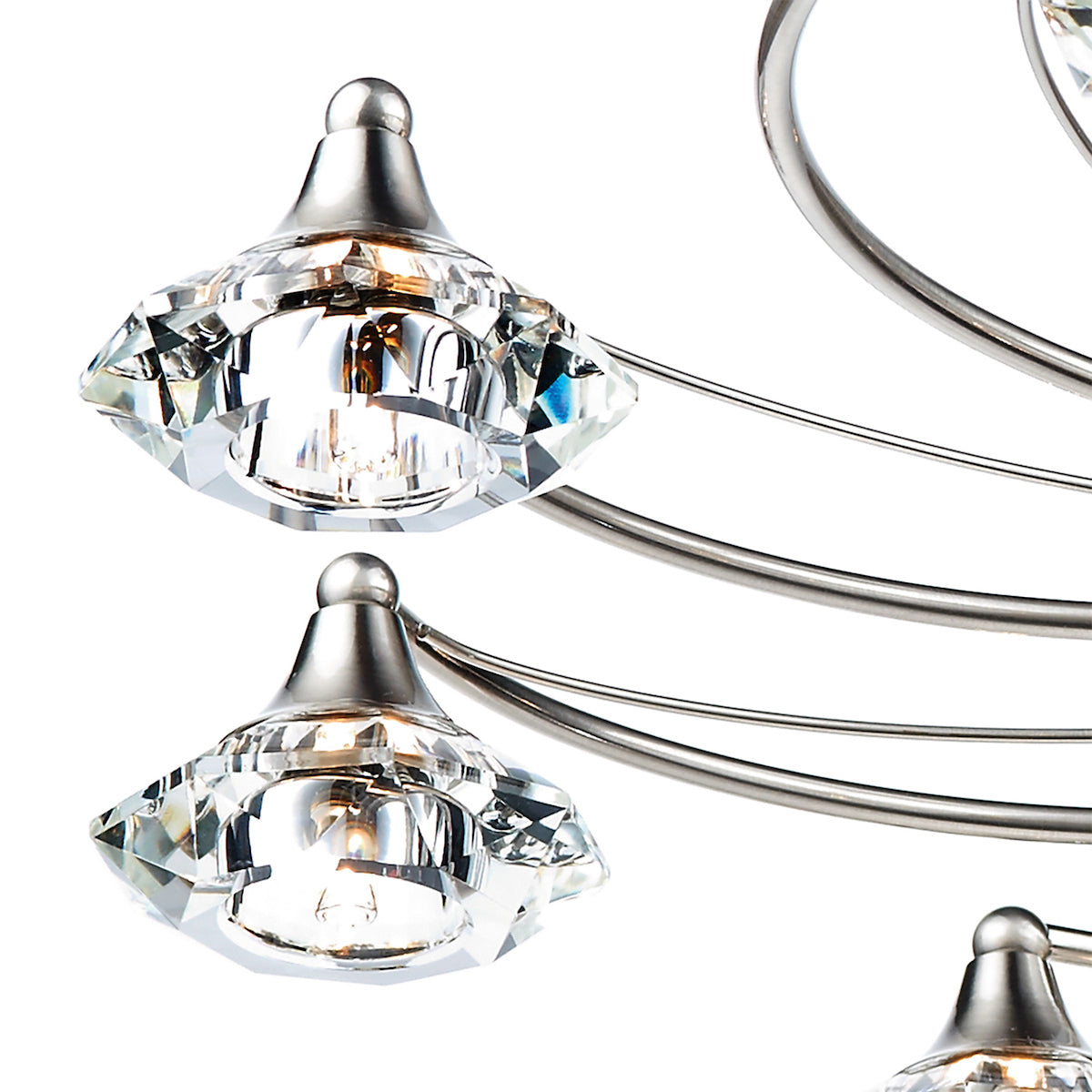 Dar Luther 10 Light Semi Flush Satin Chrome Crystal