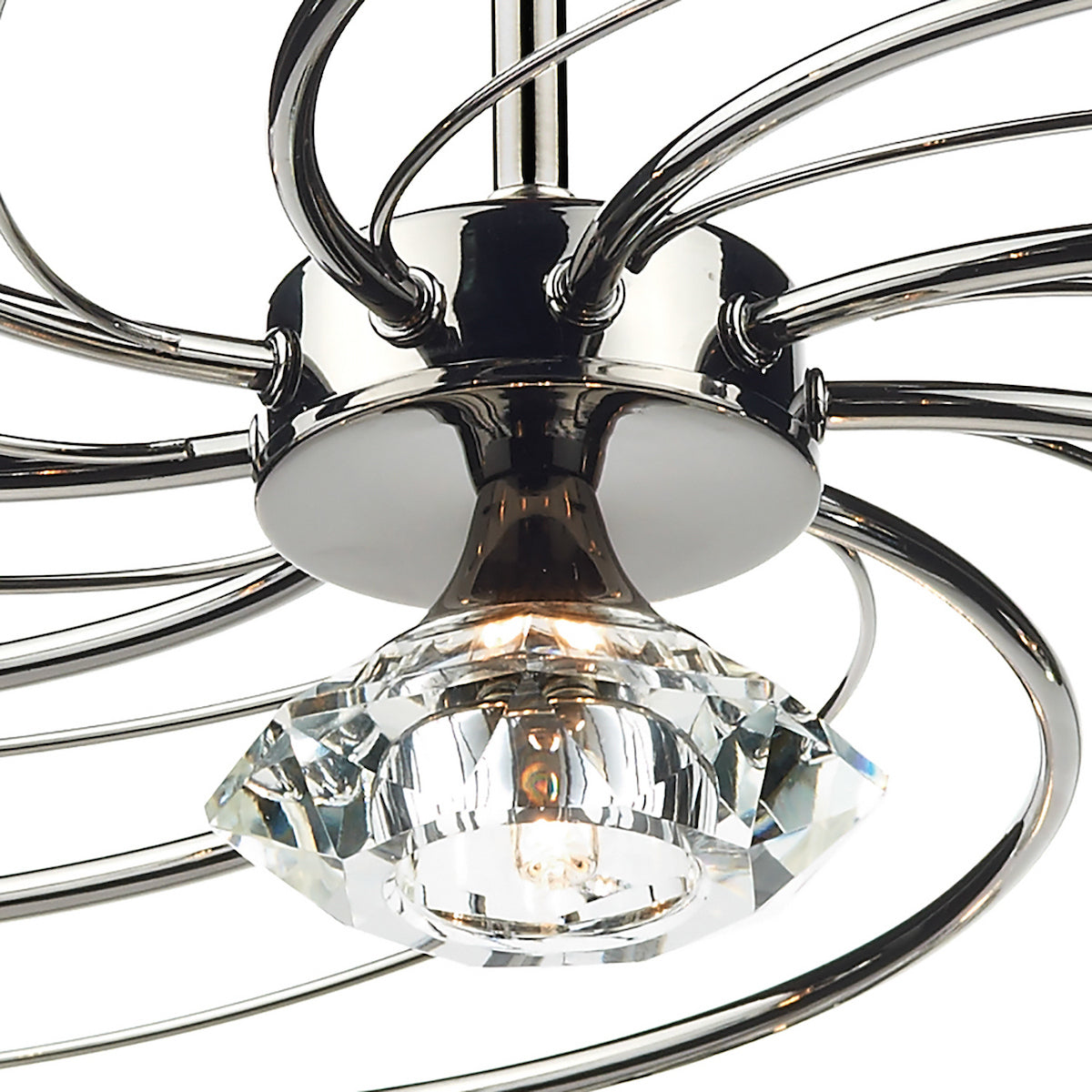 Dar Luther 10 Light Semi Flush Black Chrome Crystal