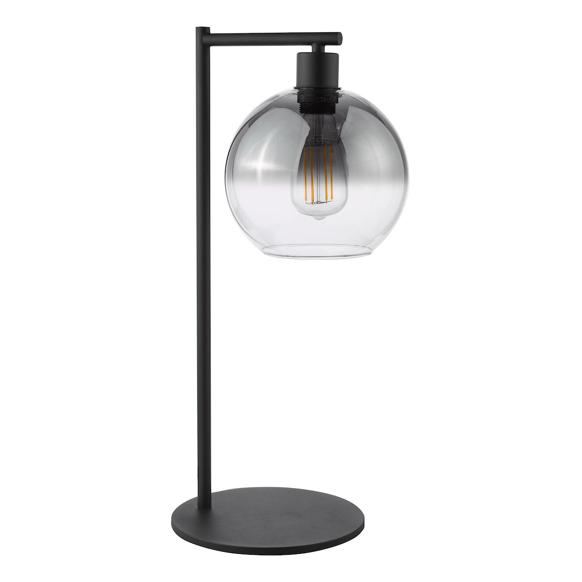 Dar Lycia Table Lamp Matt Black and Smoked Ombre Glass