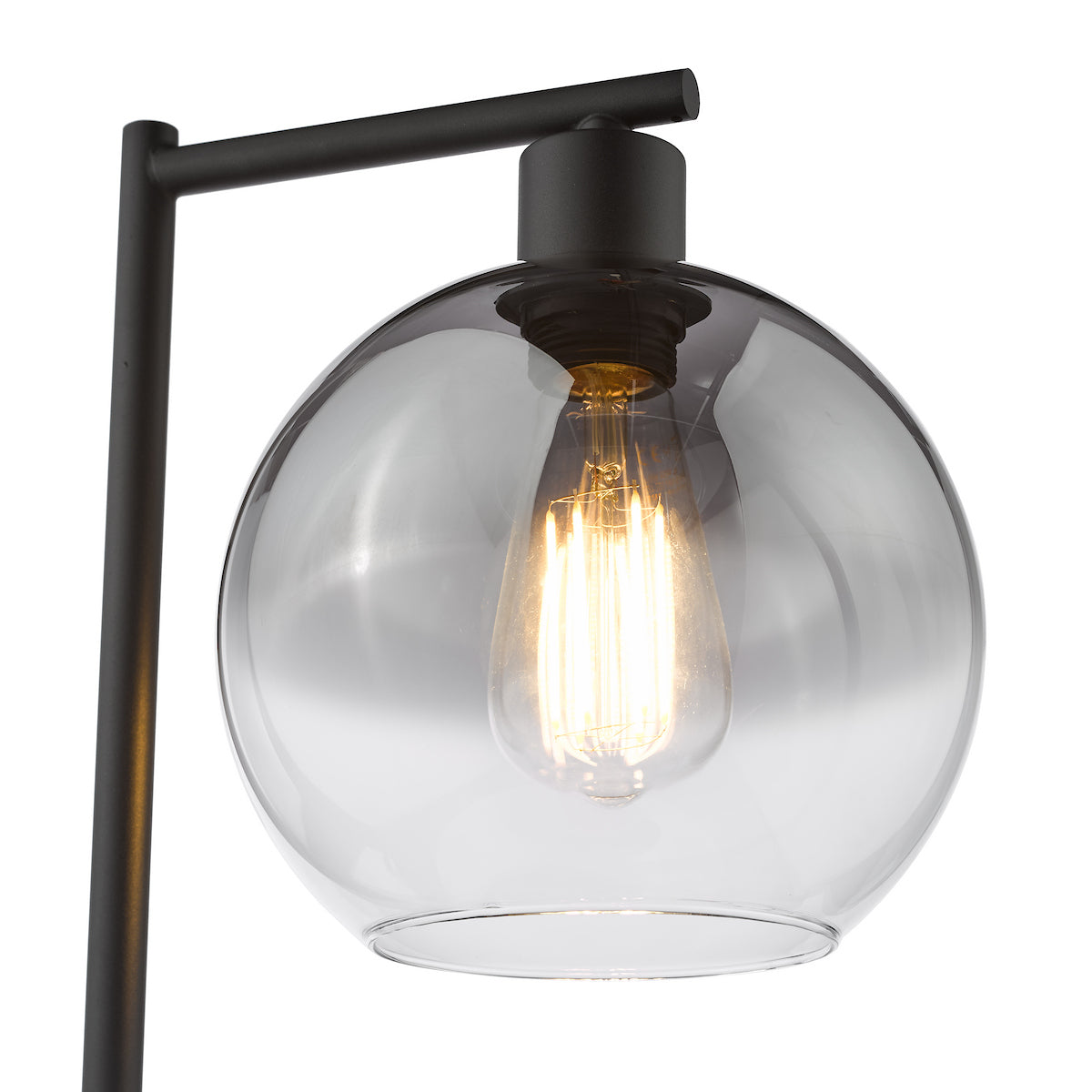 Dar Lycia Table Lamp Matt Black and Smoked Ombre Glass