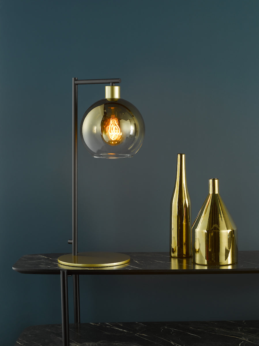 Dar Lycia Table Lamp Satin Gold and Gold Ombre Glass