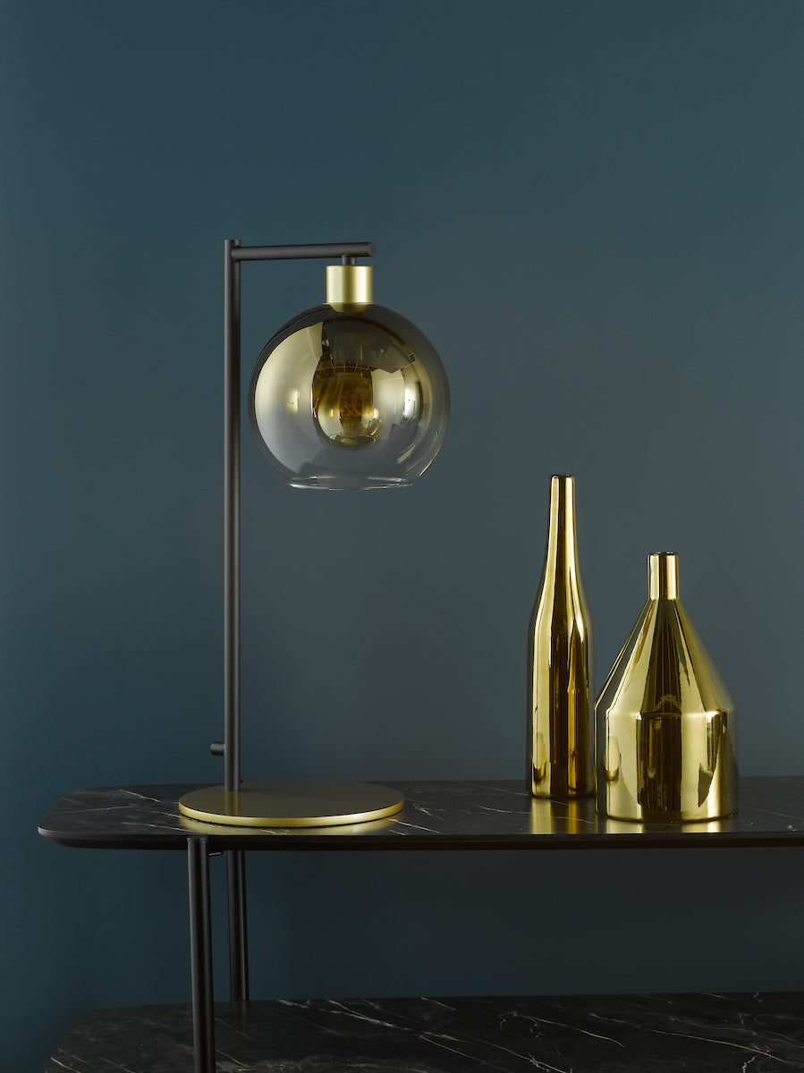 Dar Lycia Table Lamp Satin Gold and Gold Ombre Glass