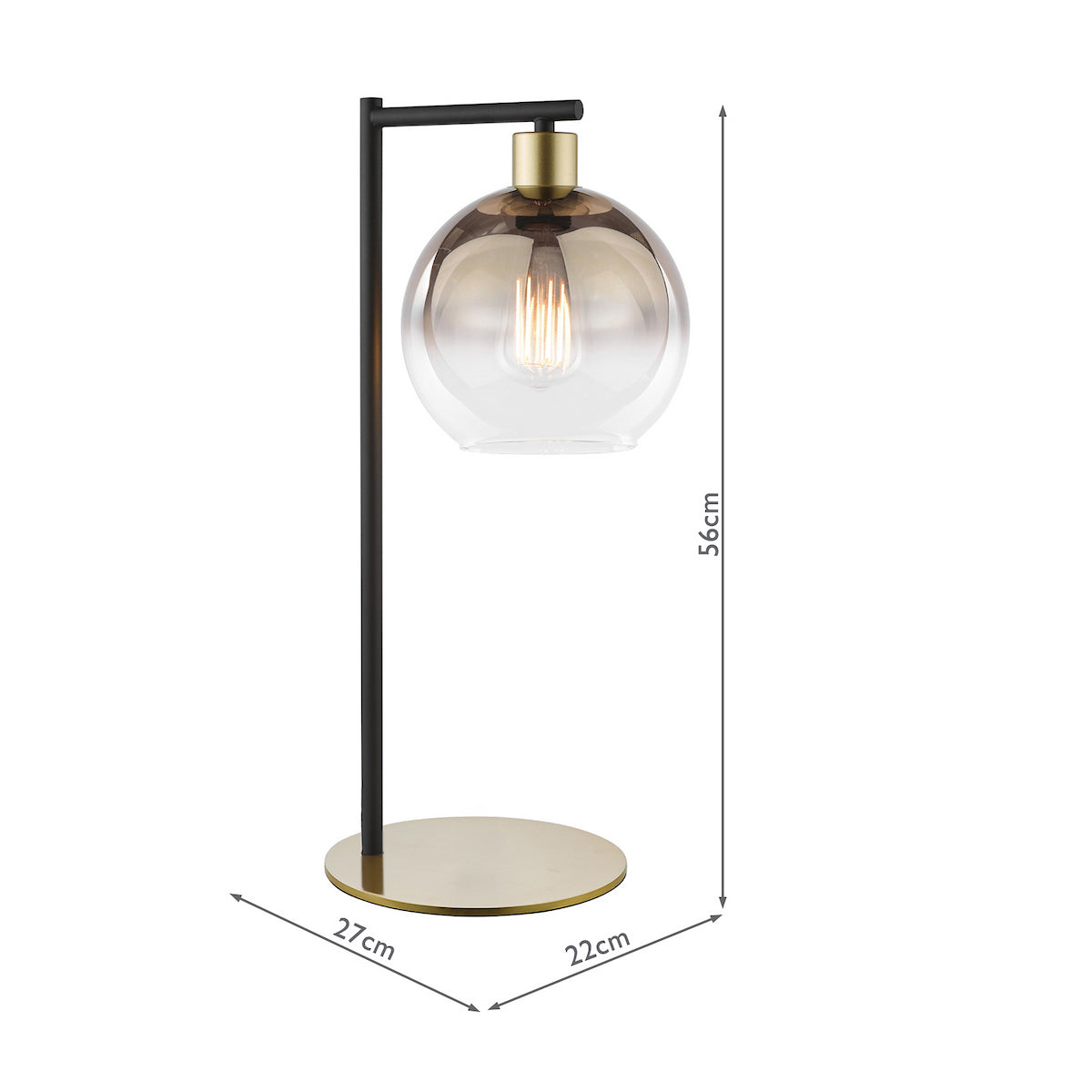 Dar Lycia Table Lamp Satin Gold and Gold Ombre Glass
