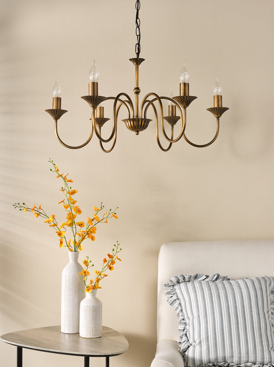 Dar Lydian 6 Light Pendant Antique Bronze Fitting Only