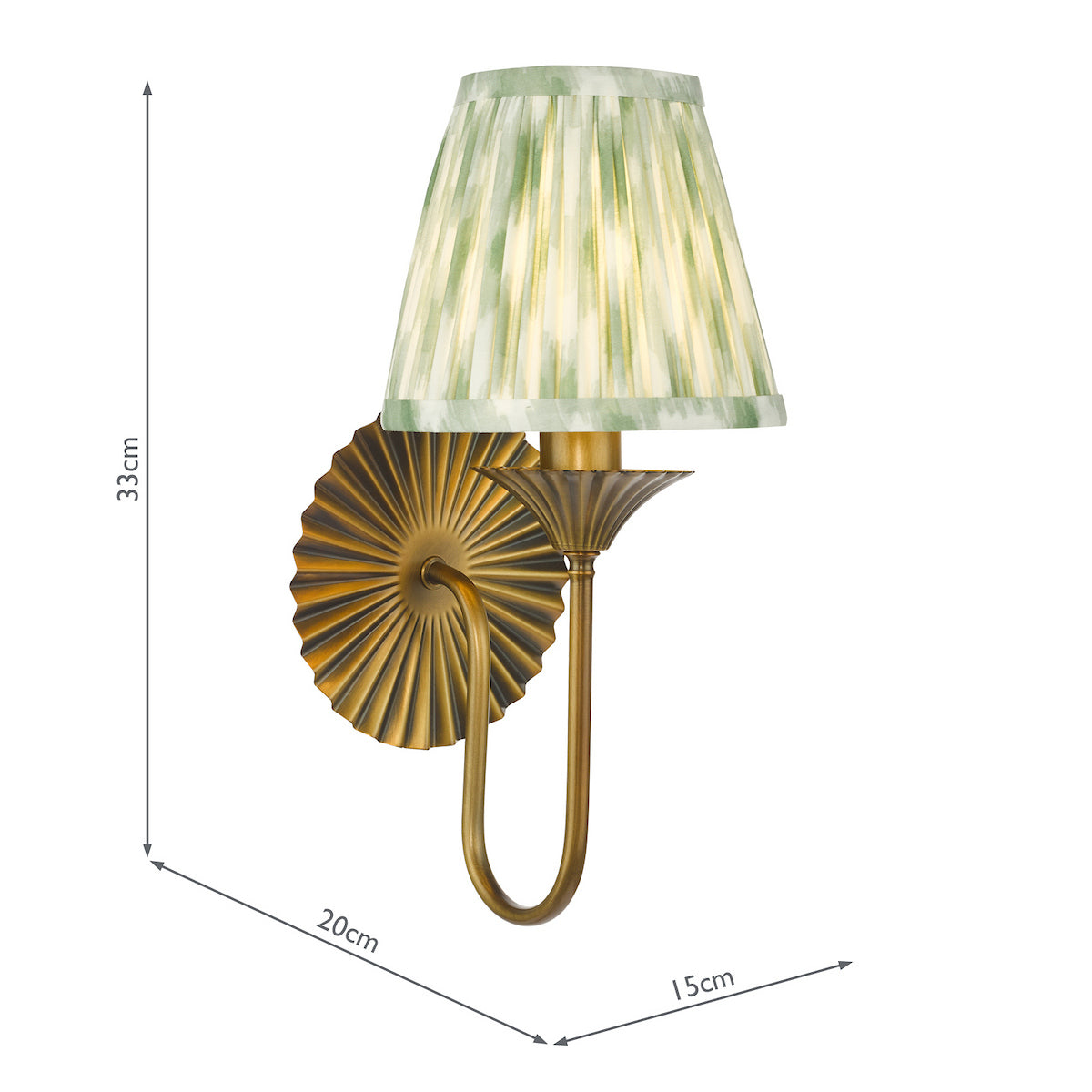 Dar Lydian Wall Light Antique Bronze With Ikat Green Shade