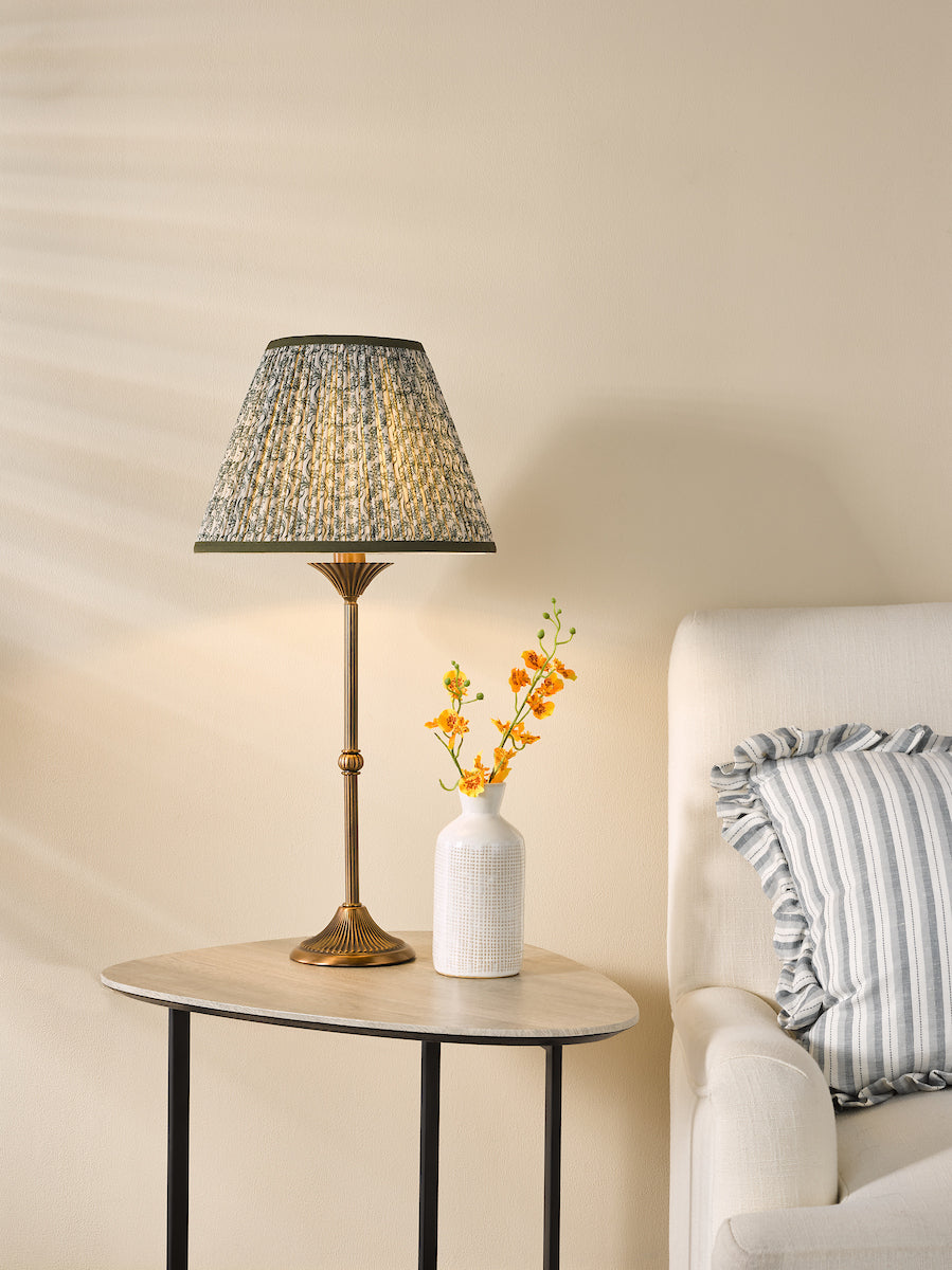 Dar Lydian Table Lamp Antique Bronze With Ester Green Shade