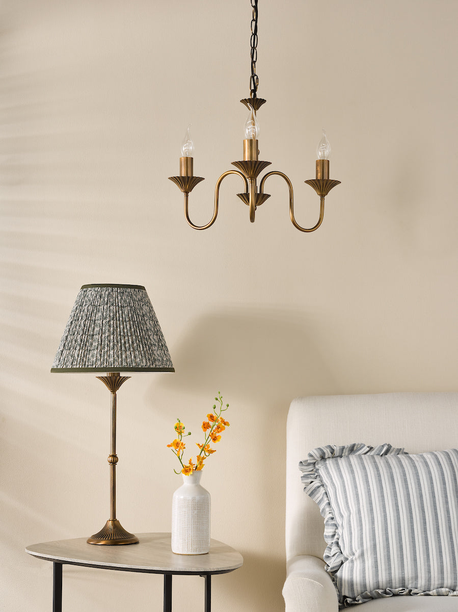 Dar Lydian Table Lamp Antique Bronze With Ester Green Shade