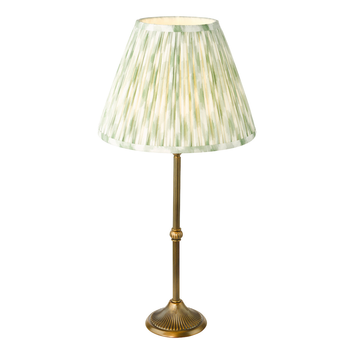 Dar Lydian Table Lamp Antique Bronze With Ikat Green Shade