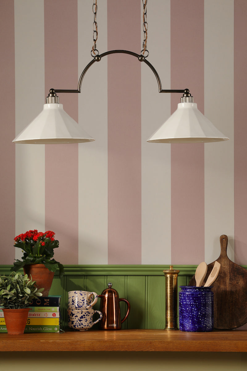 Joules Lynton 2 Light Pendant Satin Bronze and Cream Ceramic