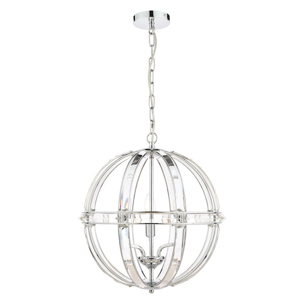 Laura Ashley Aidan Glass & Polished Chrome 3 Light Globe Chandelier – from Amos Lighting + Home