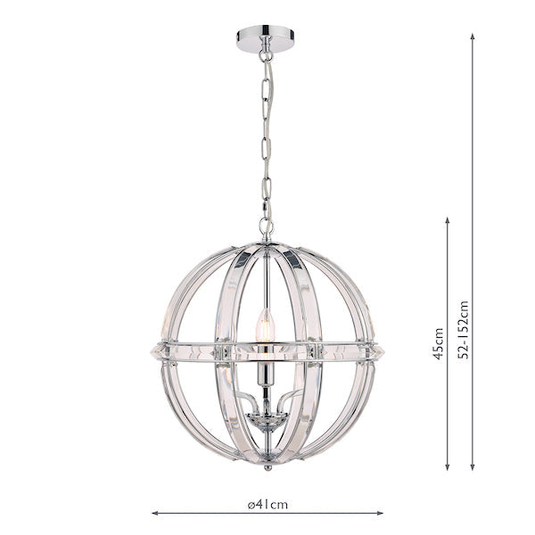 Laura Ashley Aidan Glass & Polished Chrome 3 Light Globe Chandelier – from Amos Lighting + Home