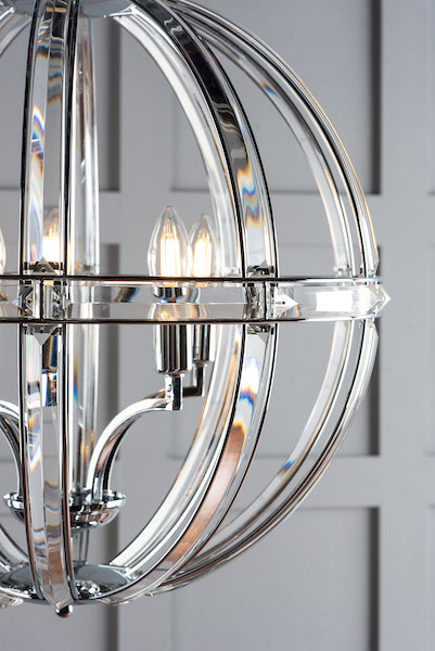 Laura Ashley Aidan Glass & Polished Chrome 5 Light Globe Chandelier – from Amos Lighting + Home