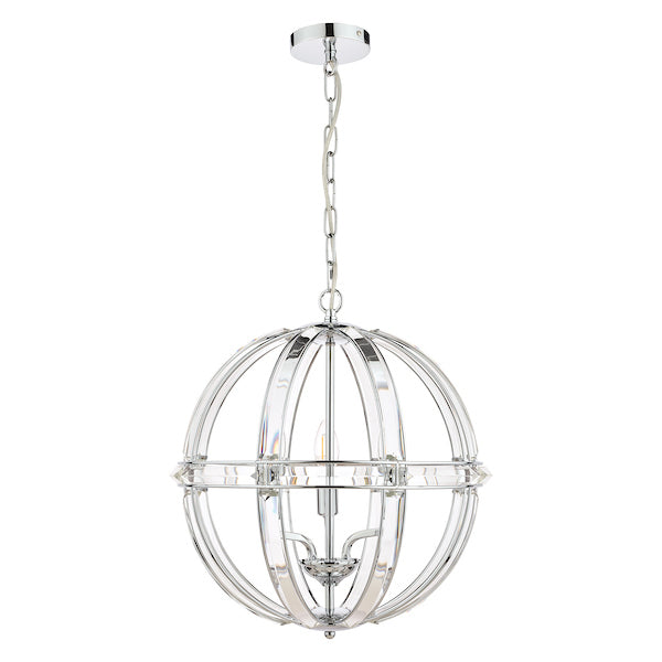 Laura Ashley Aidan Glass & Polished Chrome 5 Light Globe Chandelier – from Amos Lighting + Home