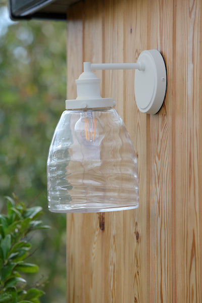 Laura Ashley Ainsworth Outdoor Wall Light Matt Cream Glass IP44 – from Amos Lighting + Home