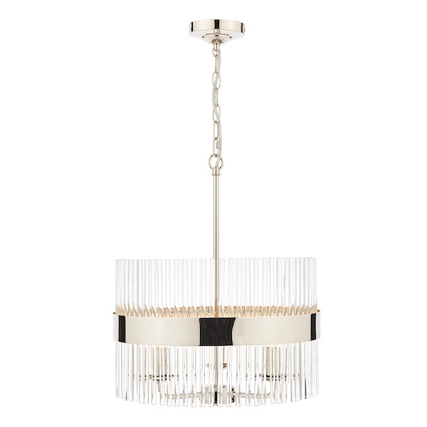 Laura Ashley Alexa 3 Light Pendant Polished Nickel & Glass Rods – from Amos Lighting + Home