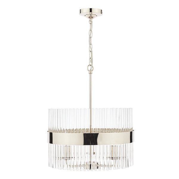 Laura Ashley Alexa 3 Light Pendant Polished Nickel & Glass Rods – from Amos Lighting + Home